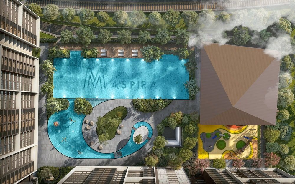 M Aspira — Podium aerial — pool & playground (artist’s impression)