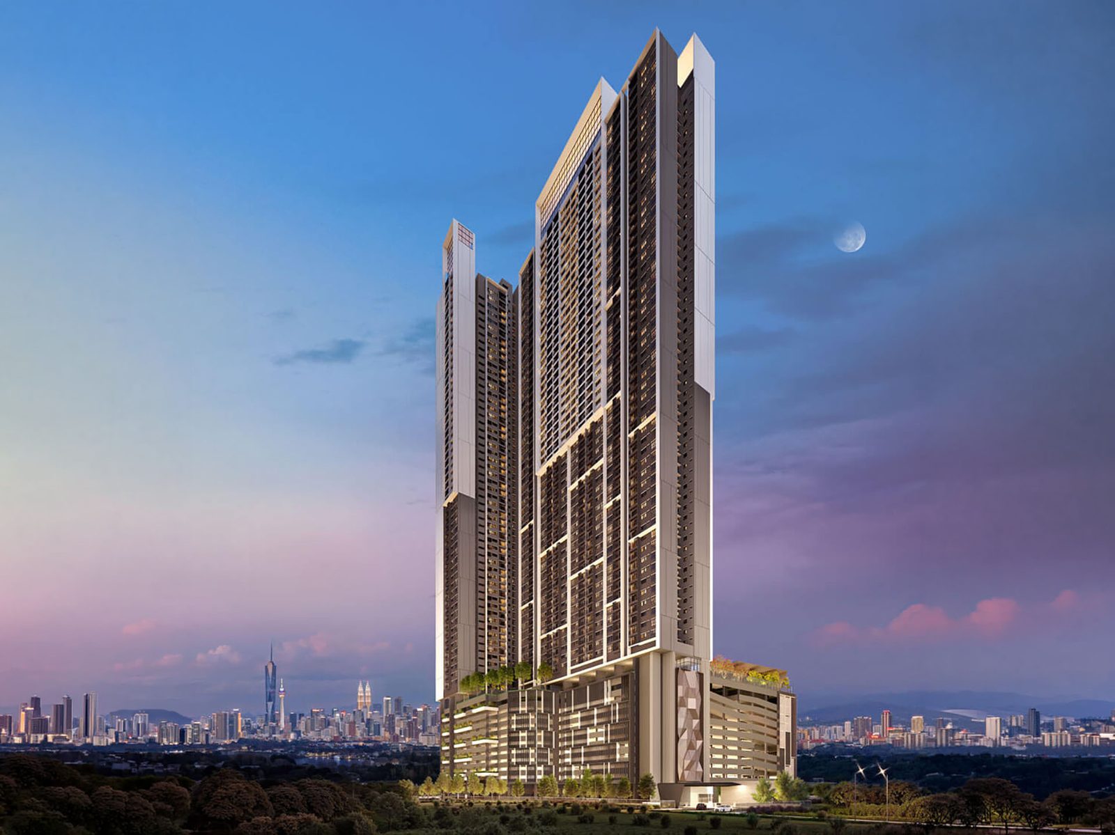 M Aspira @ Taman Desa twin towers at twilight — Mah Sing new launch (artist's impression)
